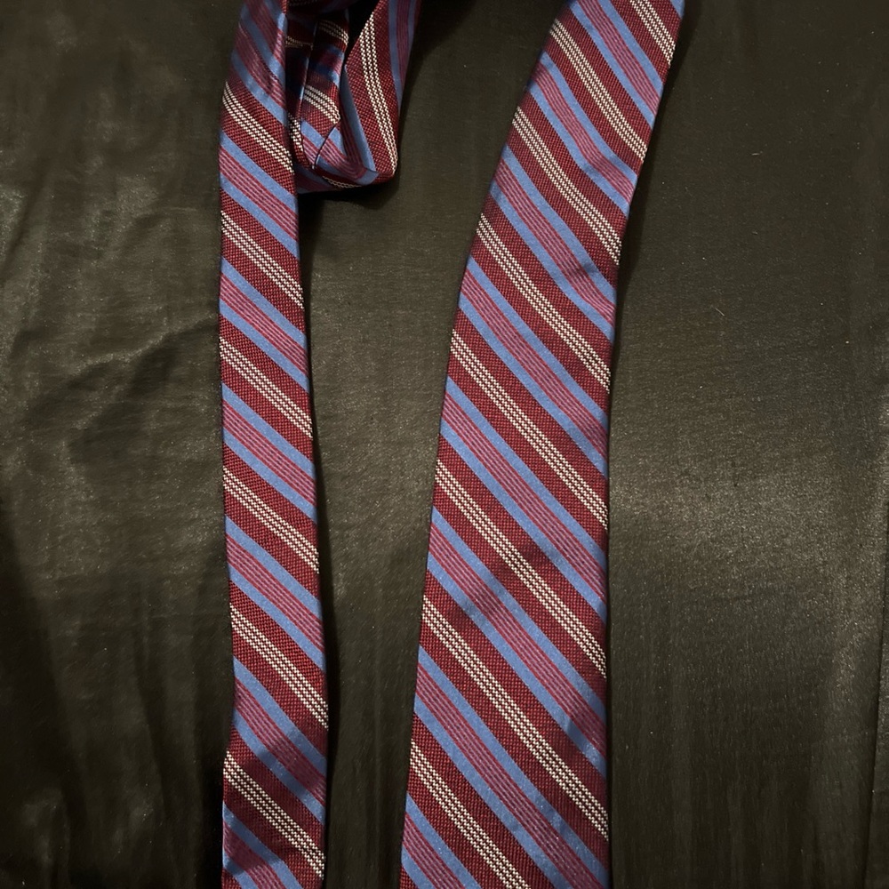 Daniel Cremieux Burgundy and Blue Striped Tie